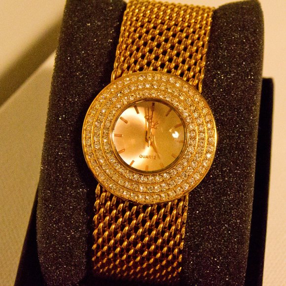 Colleen Lopez Ladies Gold and Crystal Dress Watch - Picture 2 of 11